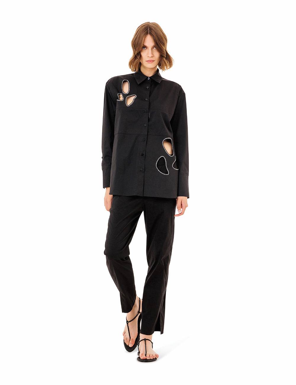 Jijil Camicia in misto cotone con inserti Sottocosto
