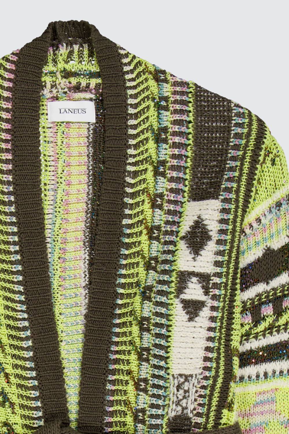 Laneus Laneus military green icon jacquard cardigan Saldi
