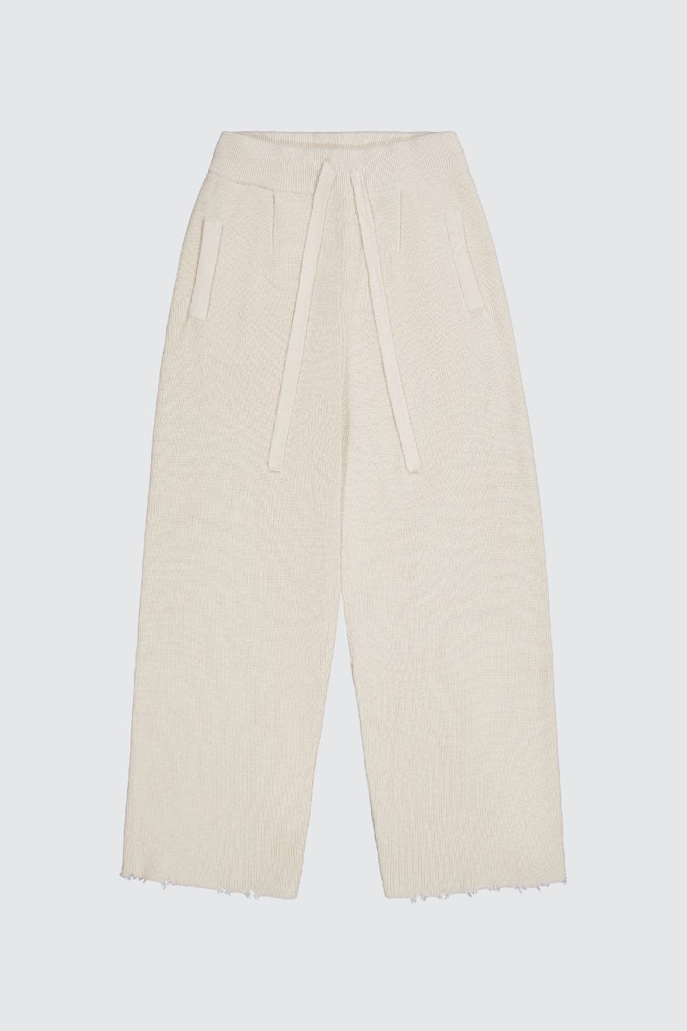 Laneus Laneus pantalone milk in maglia effetto destroyed
