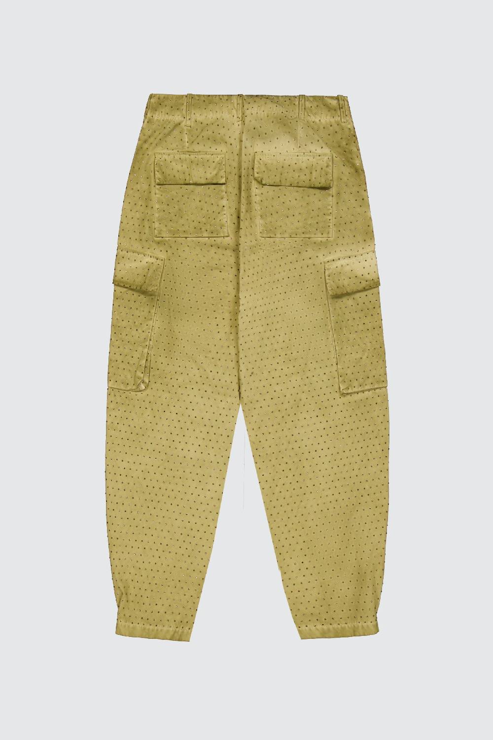 Laneus Laneus pantaloni multitasche military green con strass effetto washed Saldi Di Fabbrica