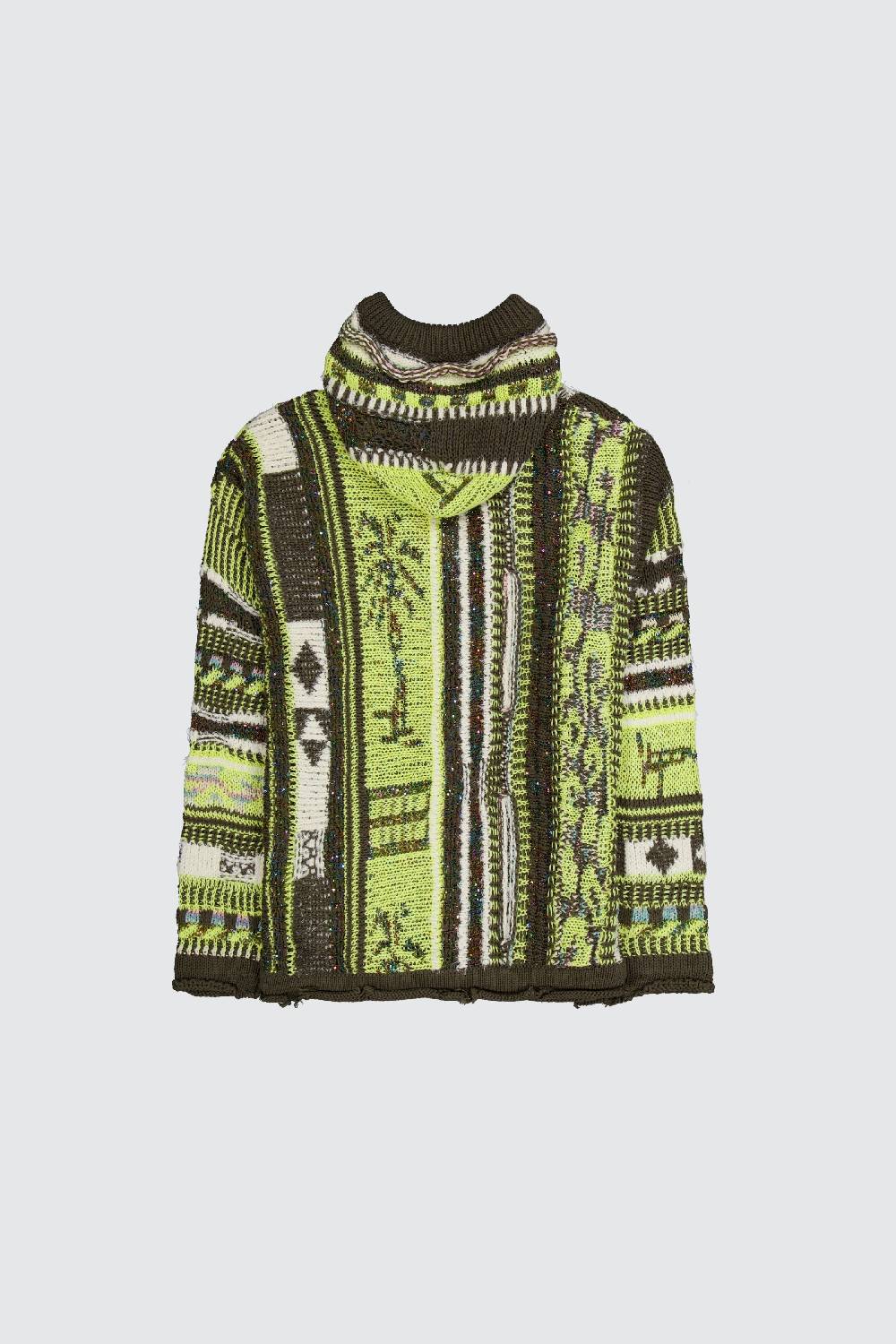 Laneus Laneus multicolor military green jacquard hoodie Negozio