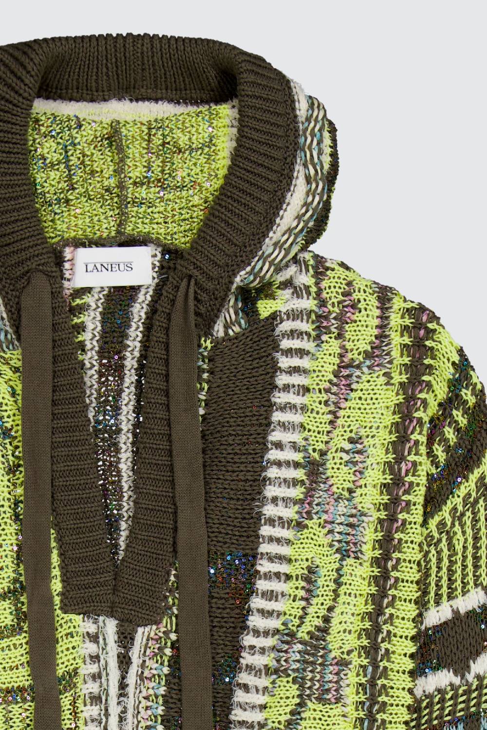 Laneus Laneus multicolor military green jacquard hoodie Negozio