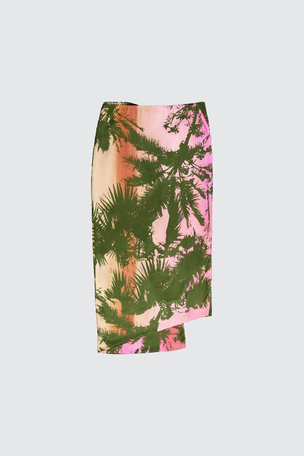 Laneus Laneus gonna midi asimmetrica effetto palm print allover Nuova