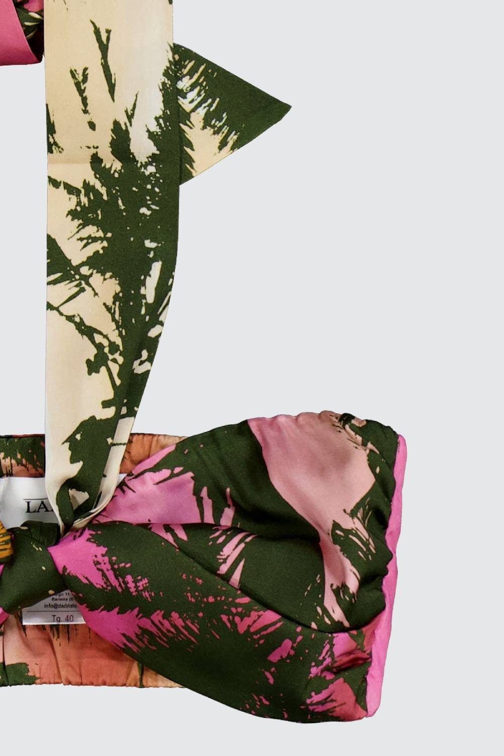 Laneus Laneus top con nodo effetto palm print allover 2025