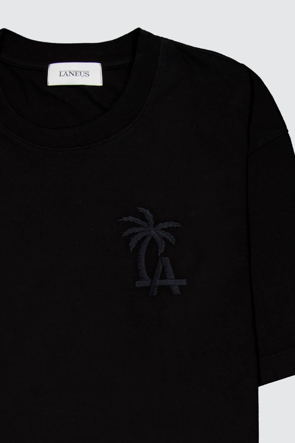 Laneus Laneus black t-shirt palm printed logo Qualità