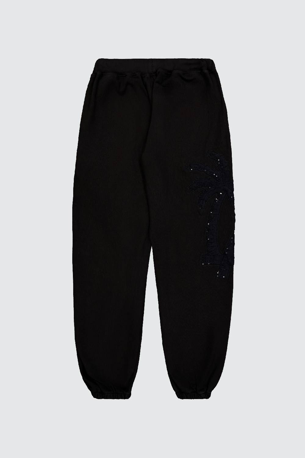 Laneus Laneus pantaloni in felpa black palm print logo Pezzi Unici