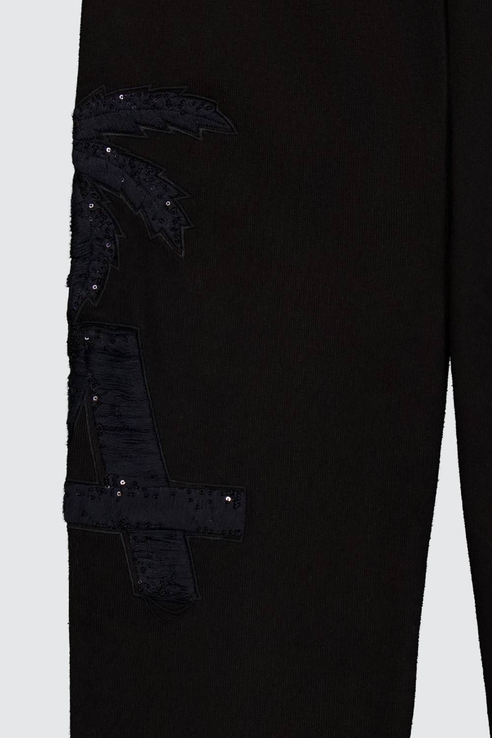 Laneus Laneus pantaloni in felpa black palm print logo Pezzi Unici