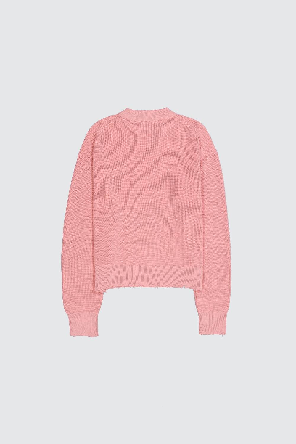 Laneus Laneus maglione pink cropped effetto destroyed Soddisfazione Garantita