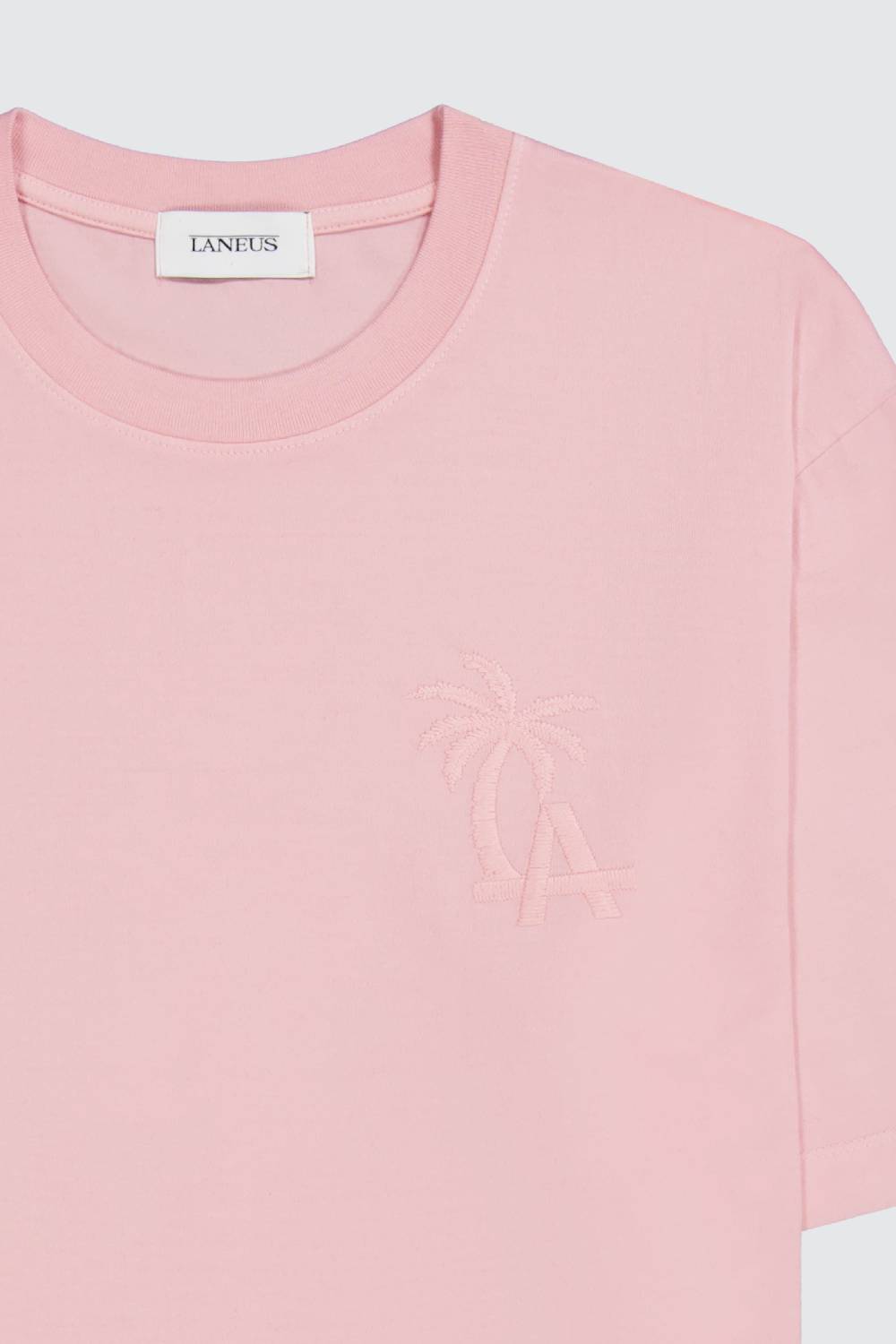 Laneus Laneus pink t-shirt palm printed logo Qualità Garantita