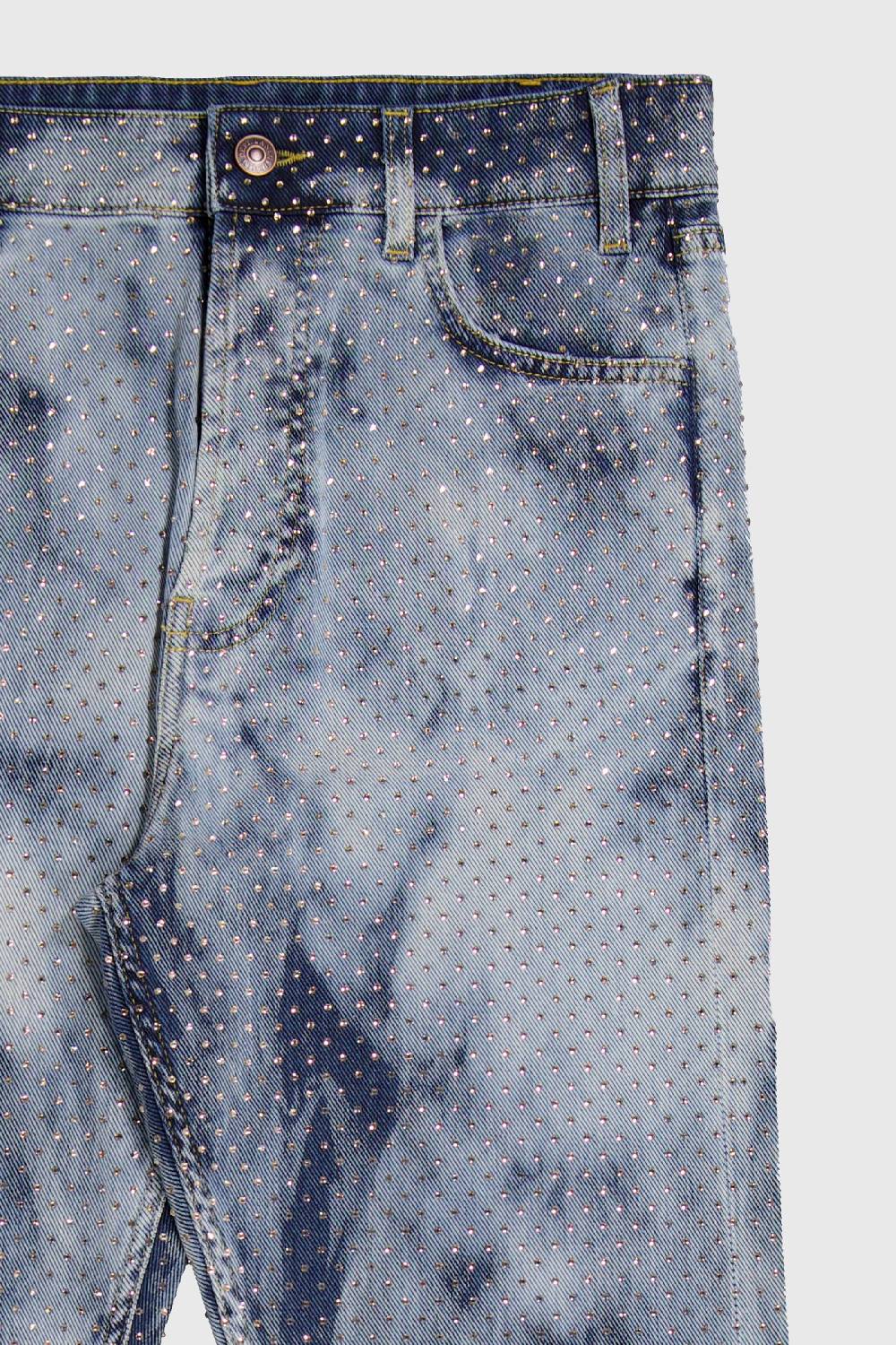 Laneus Laneus pantaloni in denim silver strass Negozi Online