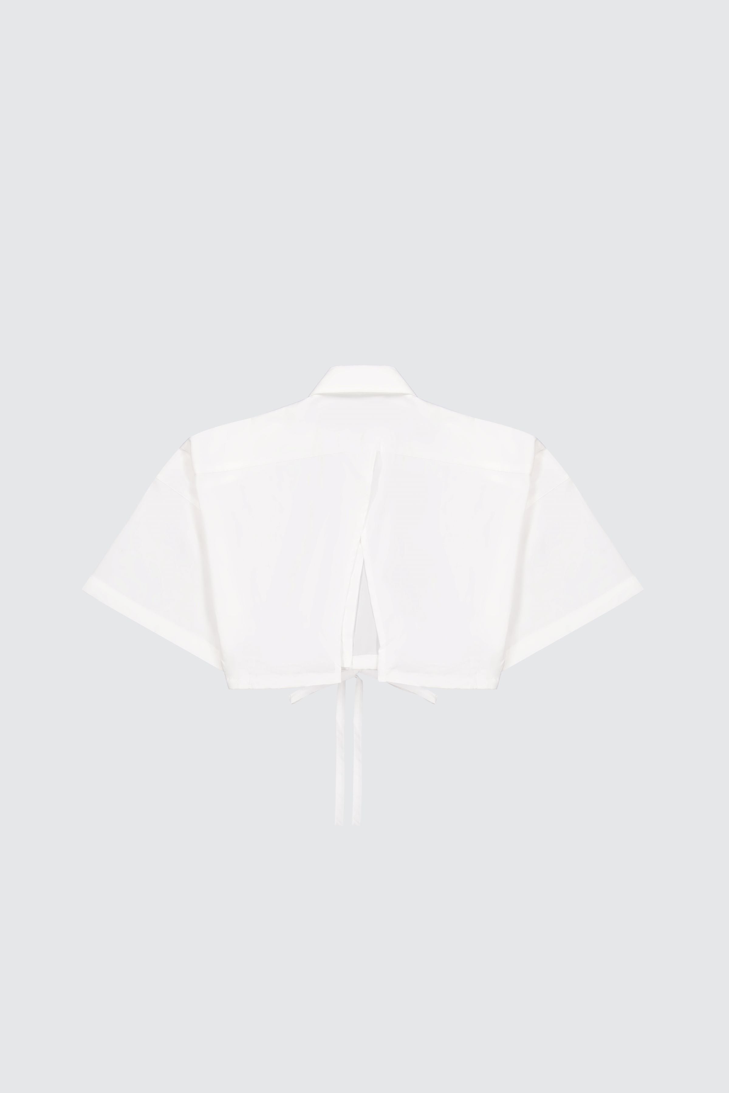 Laneus Laneus camicia cropped white con bottoni logati e coulisse regolabile Shopping Online