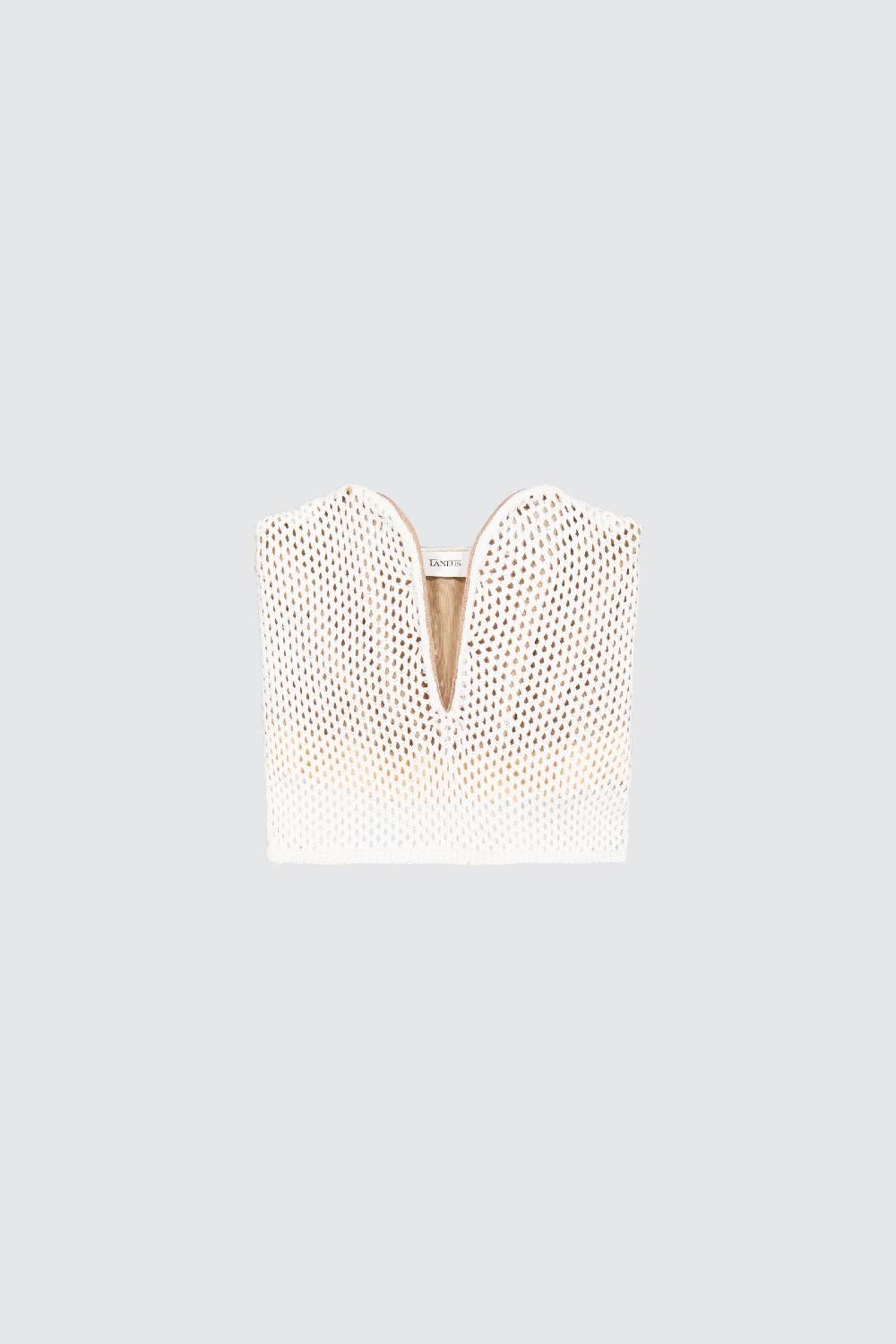 Laneus Laneus top milk in mesh con scollo a cuore Affare Del Giorno