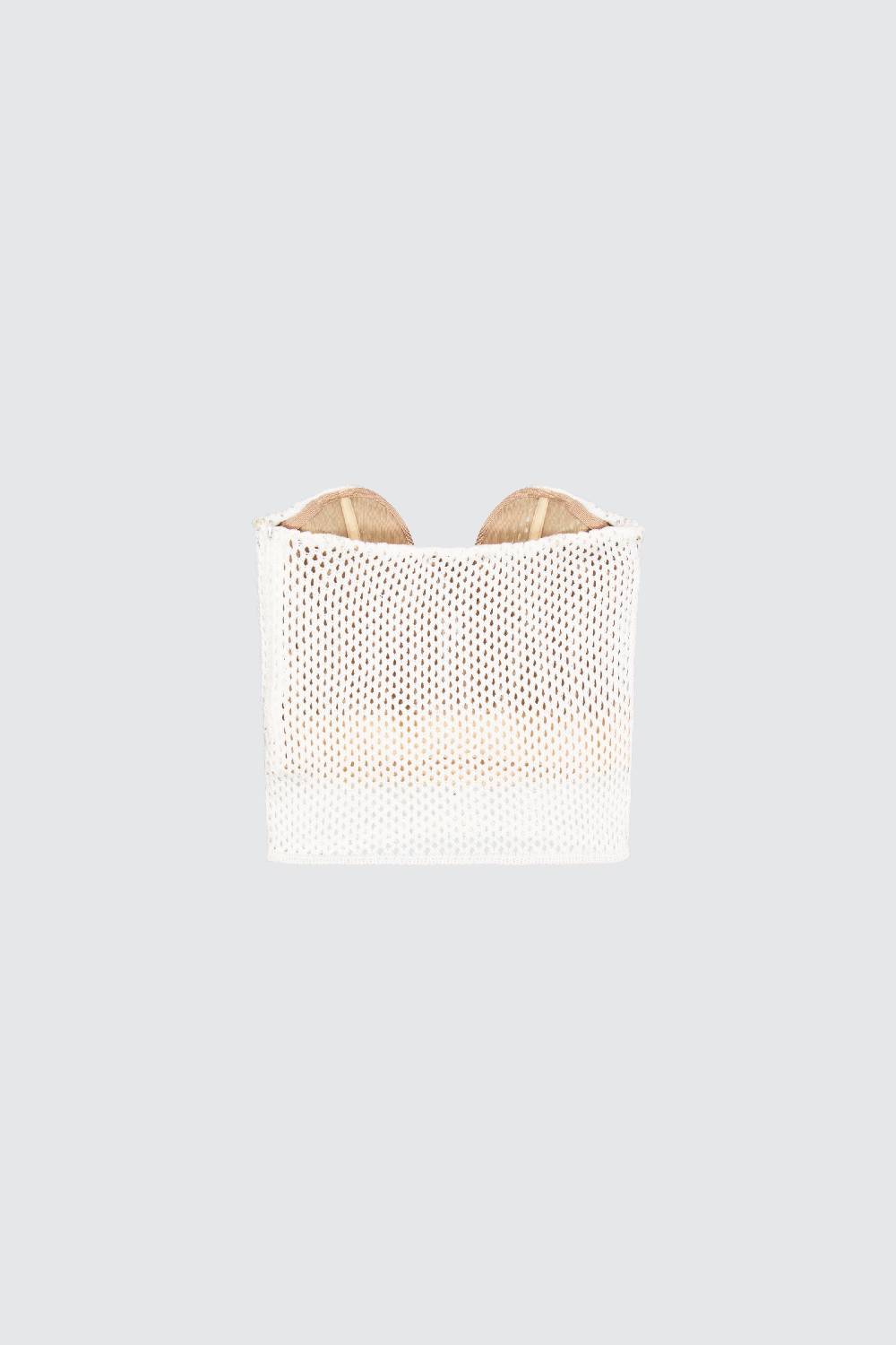 Laneus Laneus top milk in mesh con scollo a cuore Affare Del Giorno