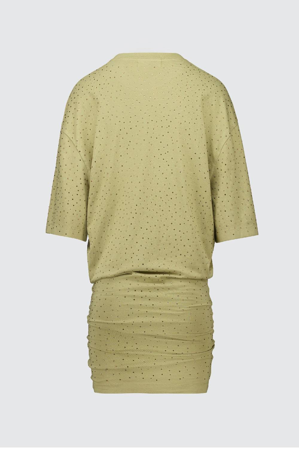 Laneus Laneus mini abito drappeggiato khaki con strass Hotsell