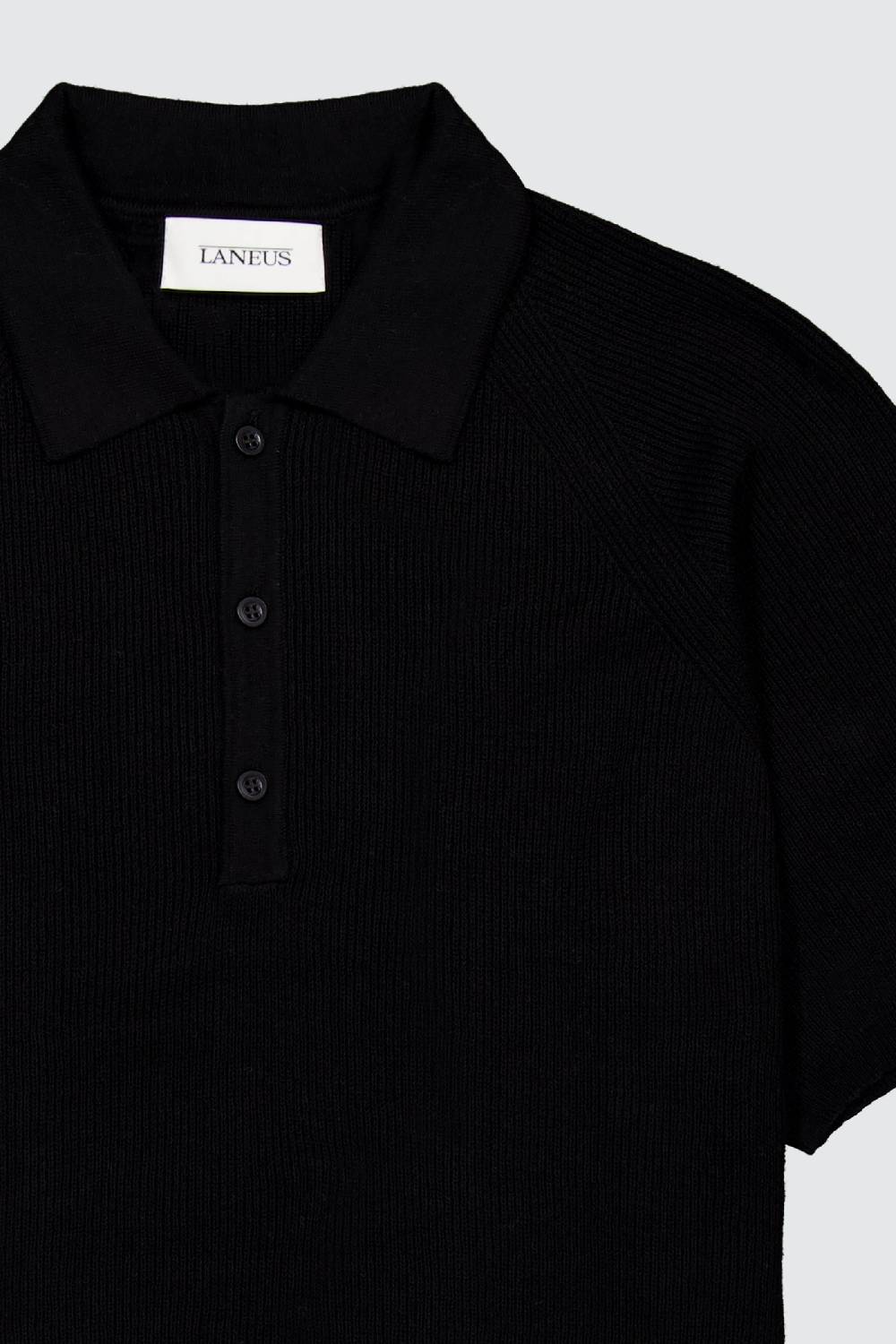 Laneus Laneus polo black in maglia con bottoni Latest fashion