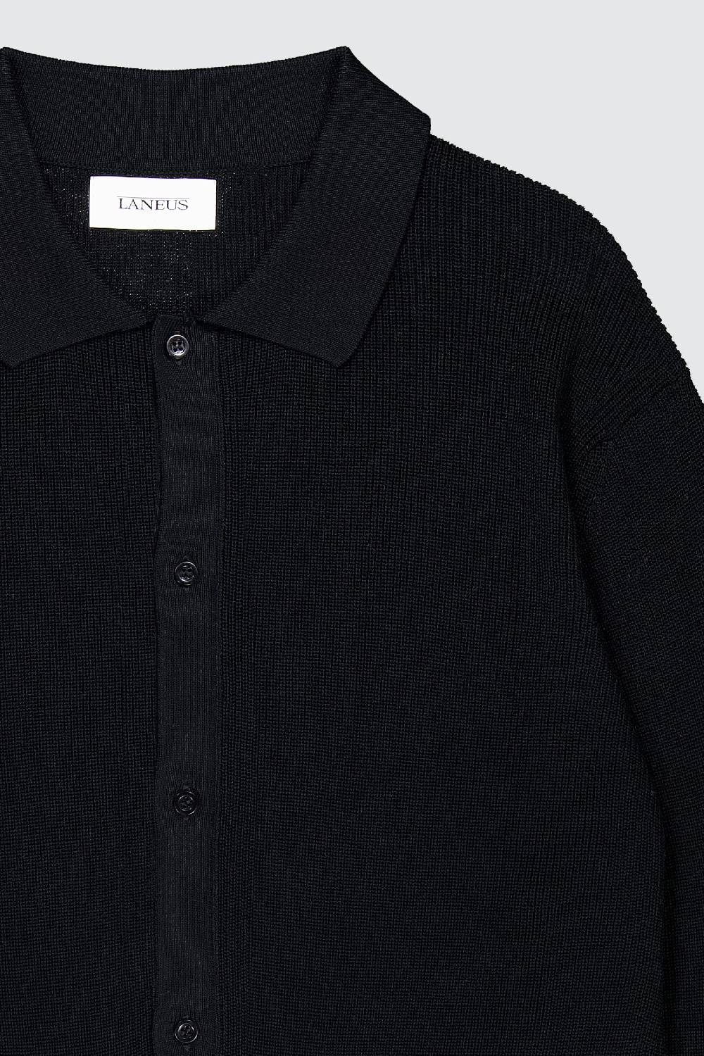 Laneus Laneus polo black in maglia a maniche lunghe Offerta temporanea