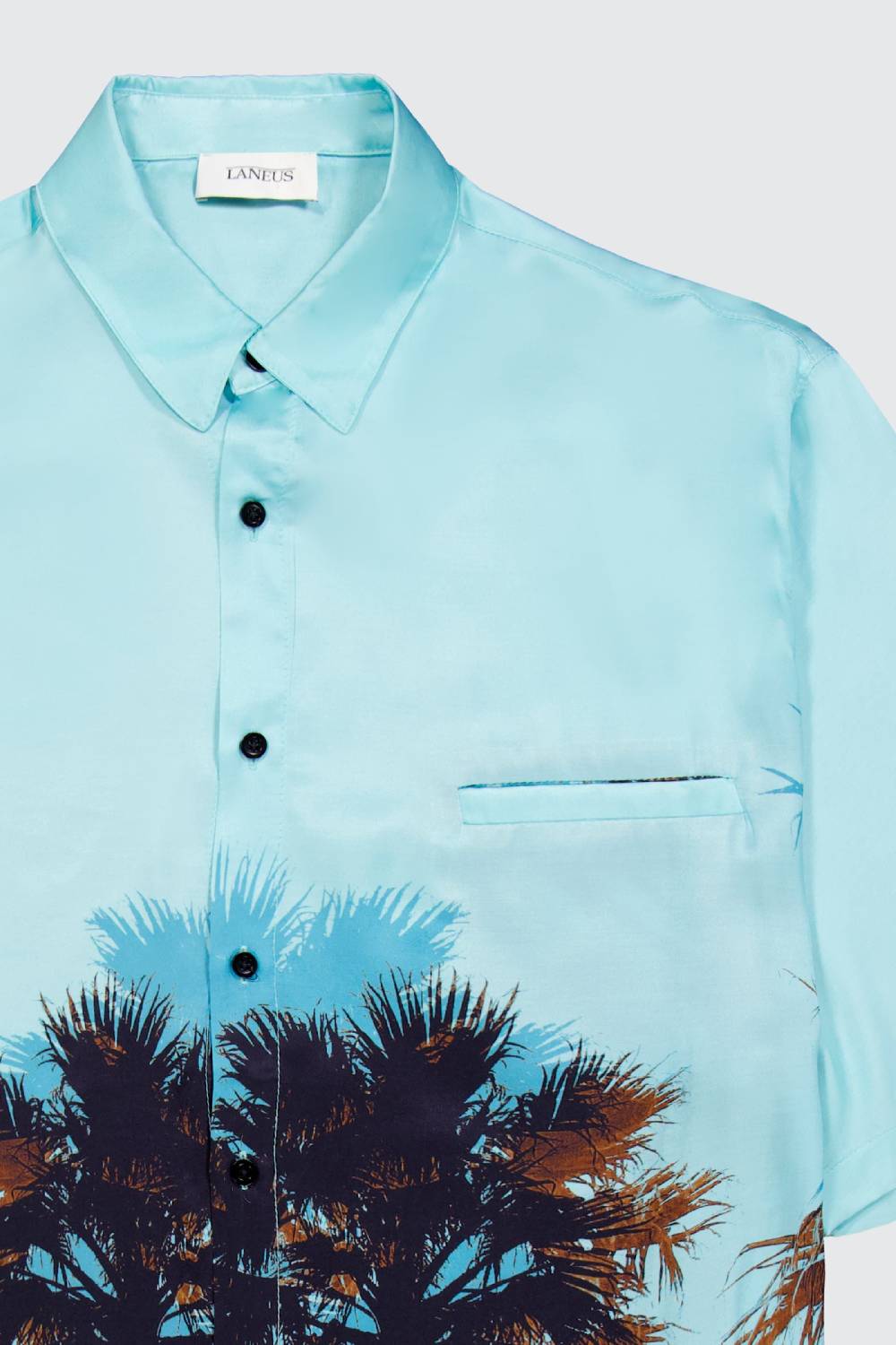 Laneus Laneus camicia turquoise palm print Nuovo