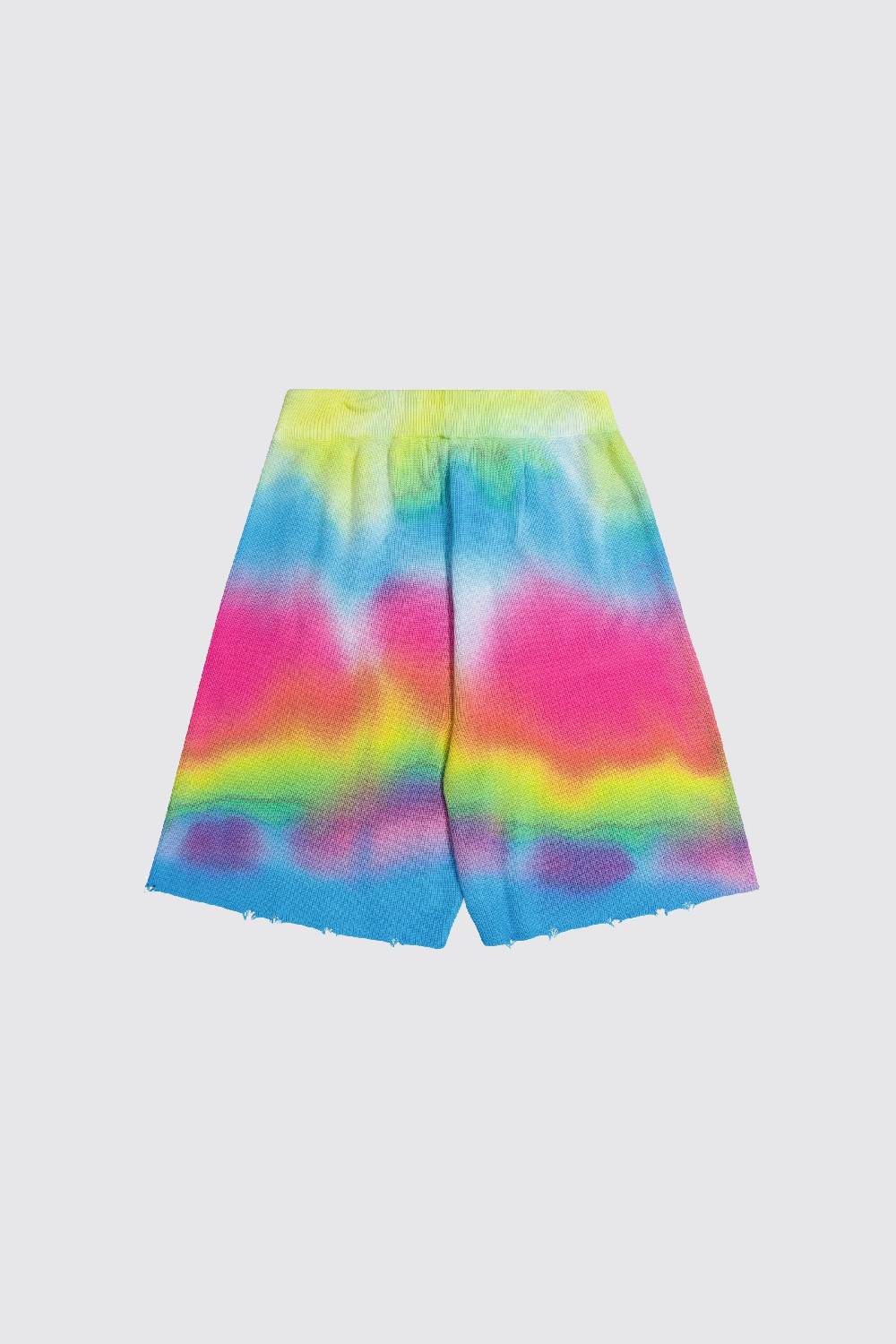 Laneus Laneus bermuda tie dye in maglia effetto destroyed Promozione temporanea