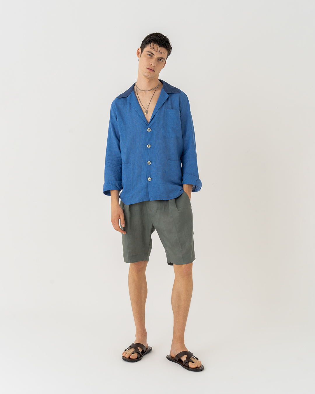 Neill Katter Giacca Camicia Eleganza di Lino Consegna Veloce