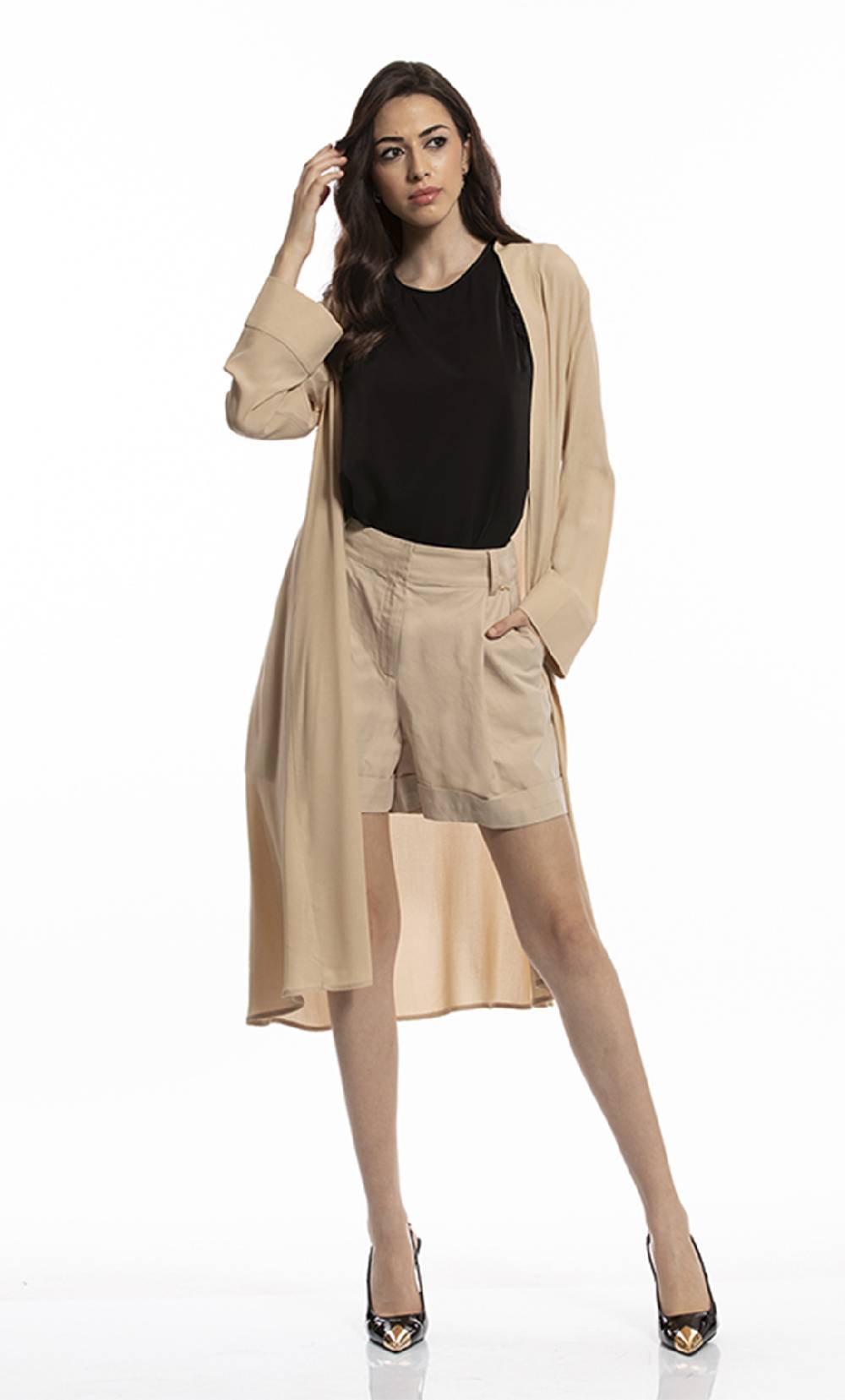 Koralline KIMONO IN VISCOSA CON PANNELLO PLISSETTATO Consegna Veloce