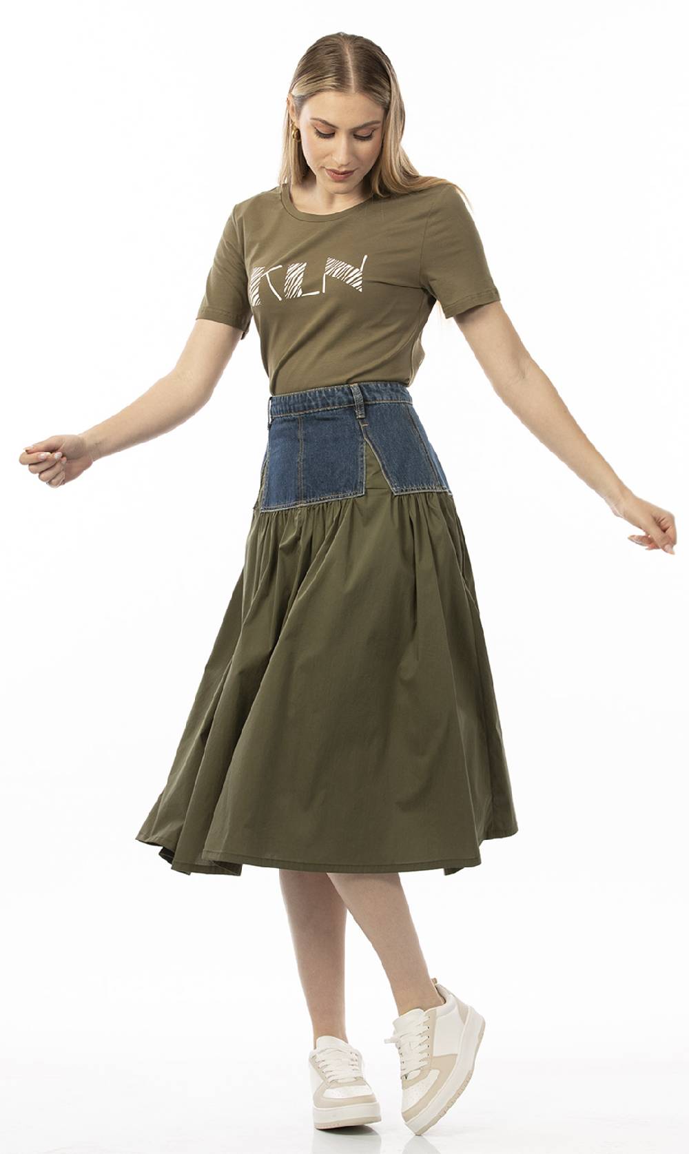 Koralline GONNA CON BASCHINA IN DENIM Nuovo