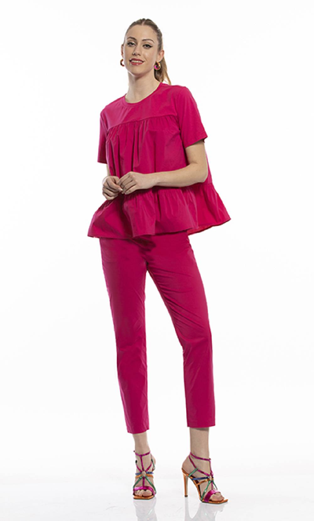 Koralline PANTALONE IN POPELINE CON ELASTICO Italy