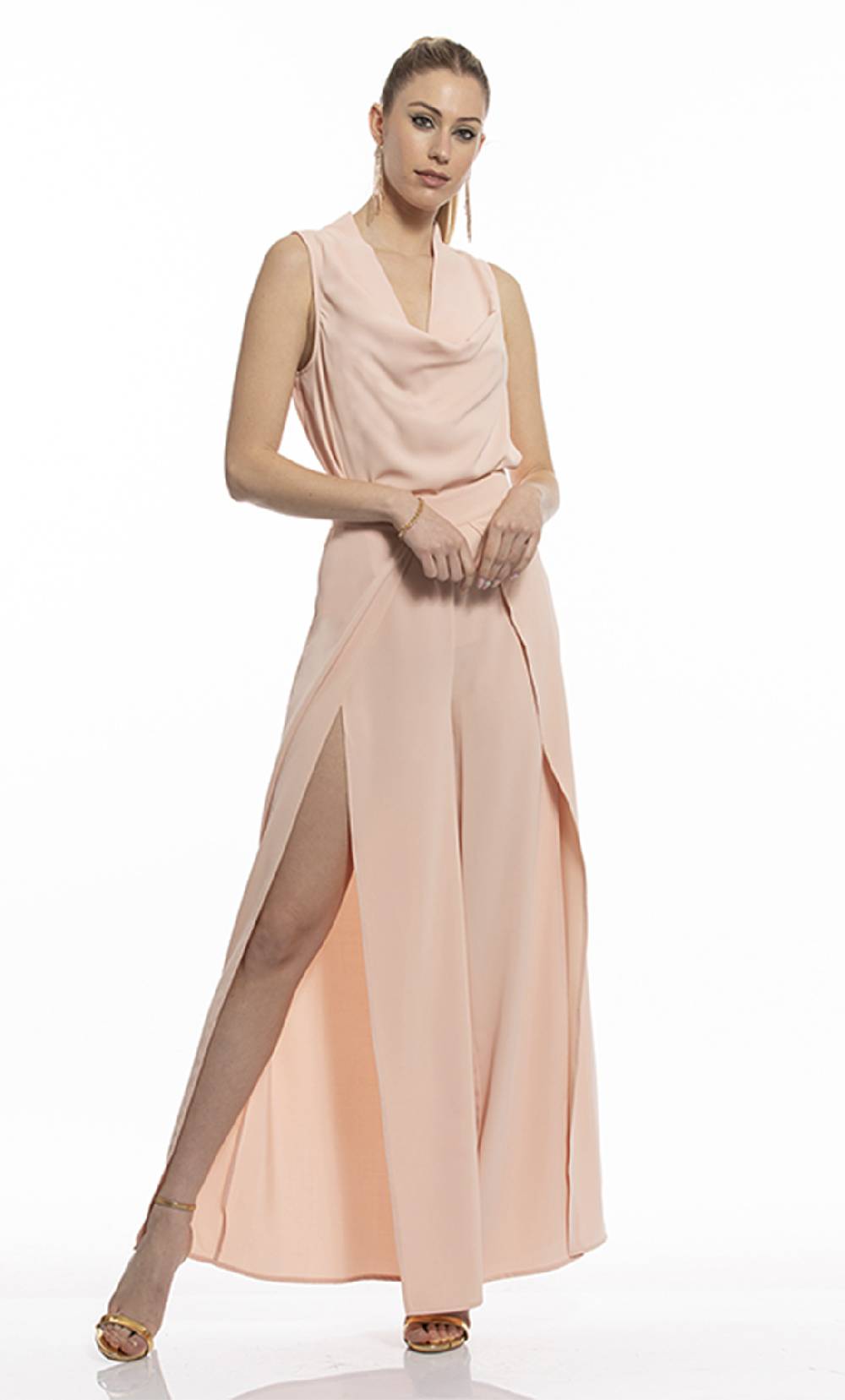 Koralline PANTALONE PALAZZO CON SPACCHI Nuovo