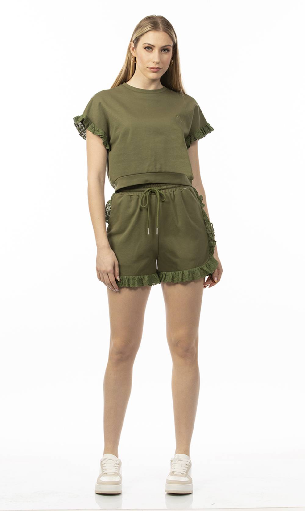 Koralline SHORTS IN FELPA CON PIZZO SANGALLO Convenienza