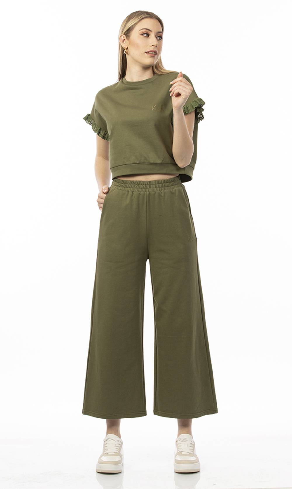 Koralline PANTALONE CROP IN FELPA Nuova
