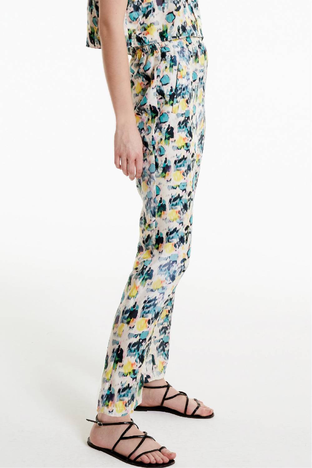Kristina Ti FRIDA - Silk trousers Watercolor Prezzo Ridotto