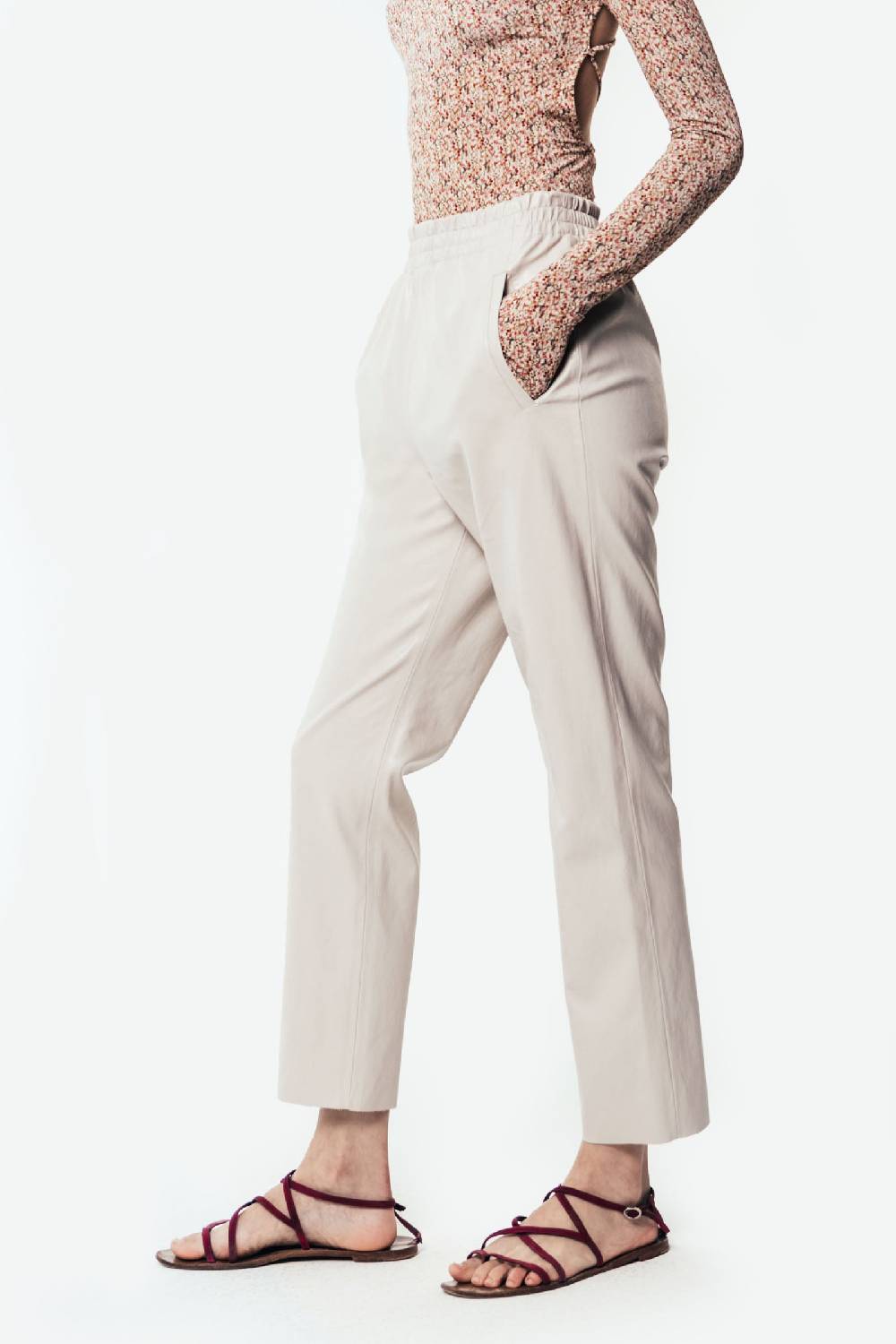 Kristina Ti BIANCA - Eco-leather joggers In Vendita