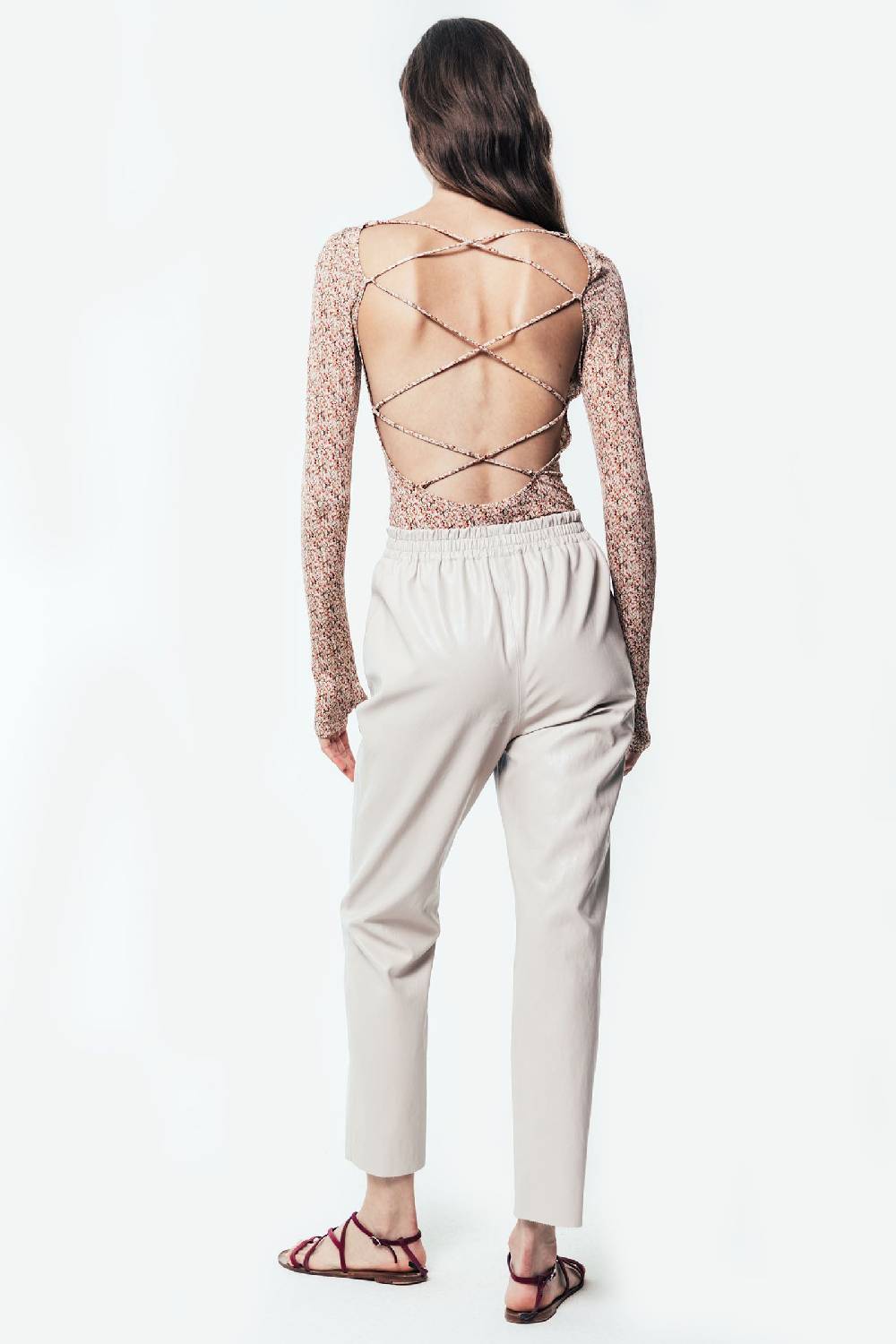 Kristina Ti BIANCA - Eco-leather joggers In Vendita
