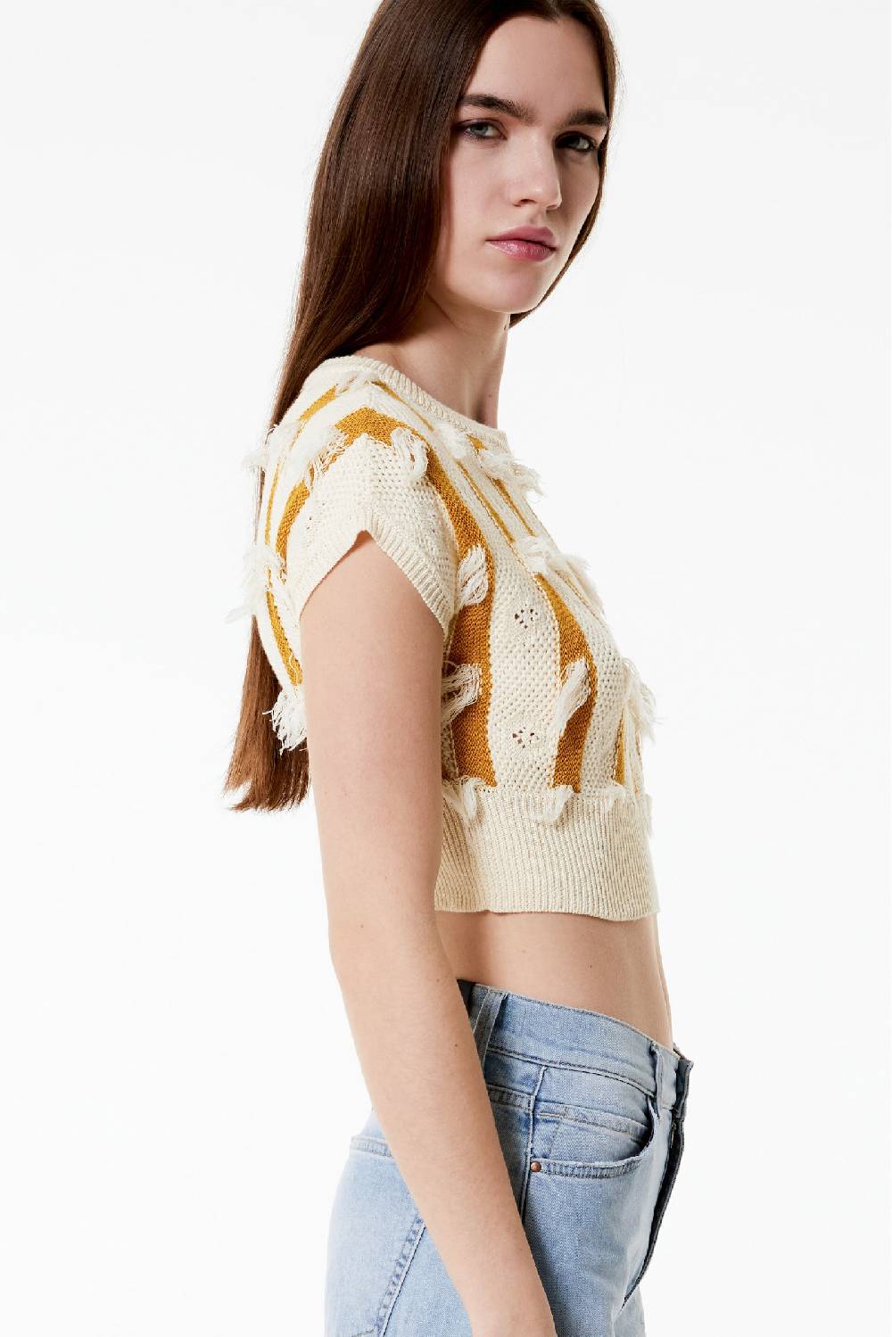 Kristina Ti ALMA - Knitted crop top Fringe Qualità
