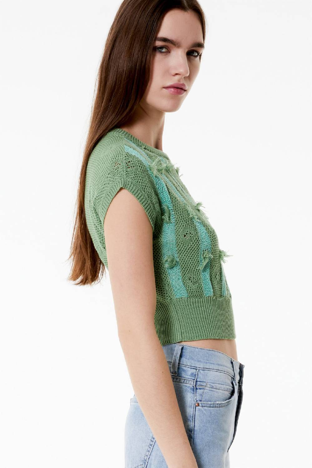 Kristina Ti TEA - Knitted crop top Fringe Promozione