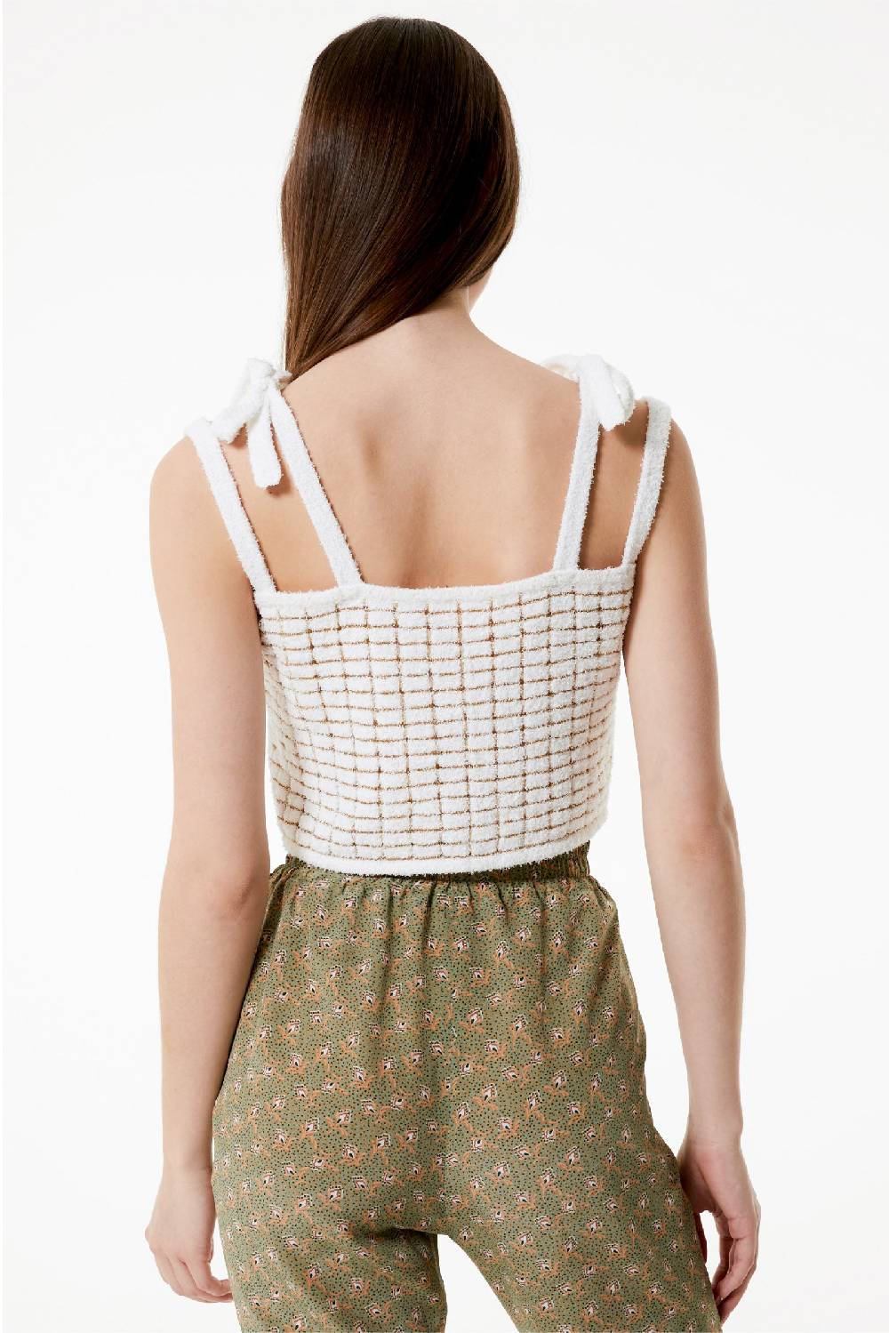 Kristina Ti GIULIA - Crop top with shoulder pads Goldy Pezzi Unici