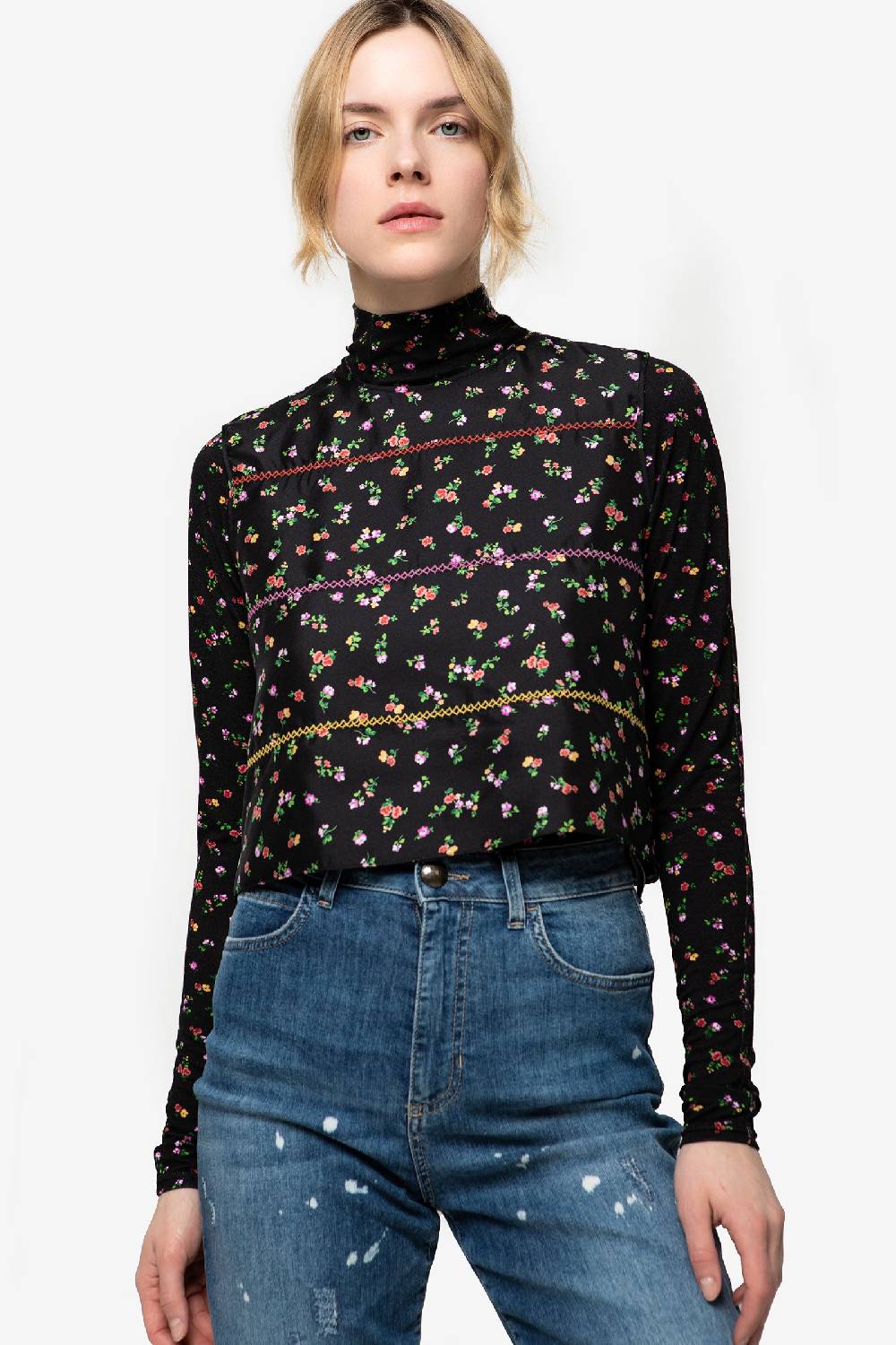 Kristina Ti AMARILLI - Silk microflower top Presa