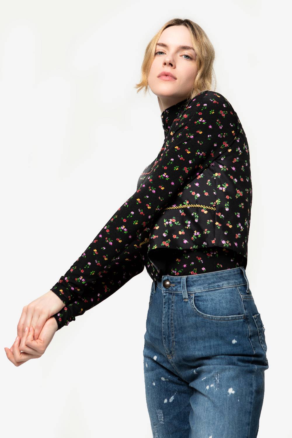 Kristina Ti AMARILLI - Silk microflower top Presa