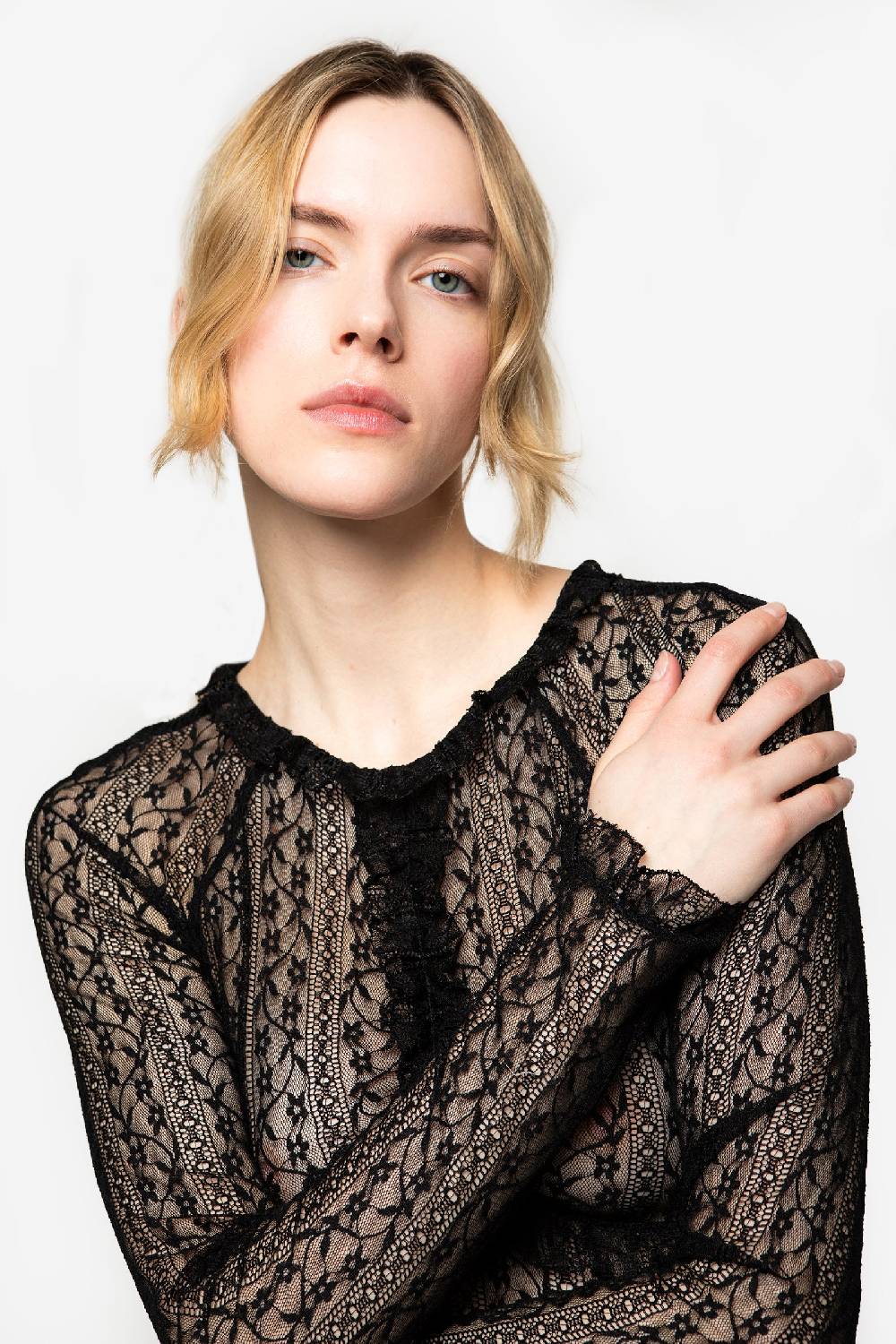 Kristina Ti HOLLY - Undress lace crew-neck T-shirt In Linea