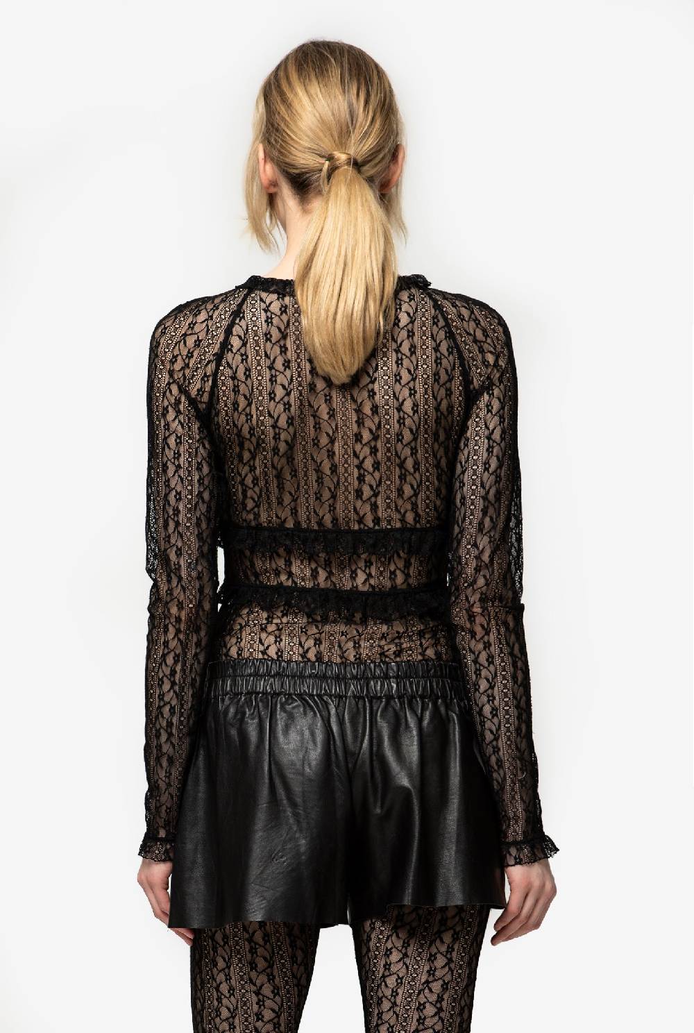 Kristina Ti HOLLY - Undress lace crew-neck T-shirt In Linea