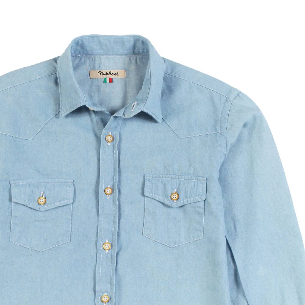 Nupkeet Camicia Collo Italiano Celeste – Coccio Promozione Limitata