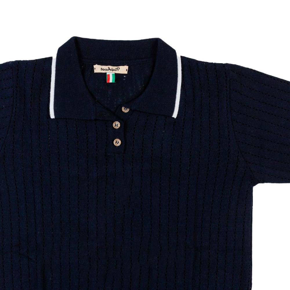 Nupkeet Polo tricot blu navy e bianca Gela Saldi