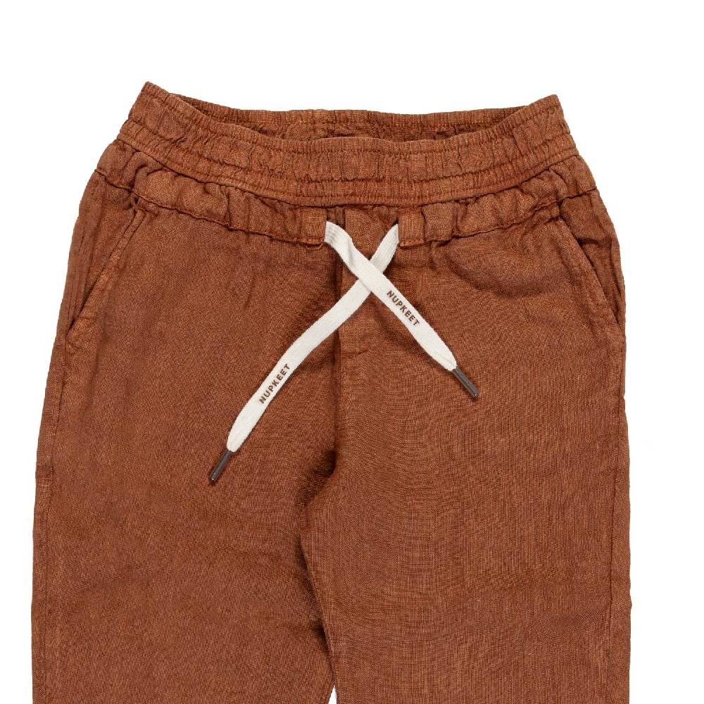 Nupkeet Pantalone lino marrone cacao Milano Economico