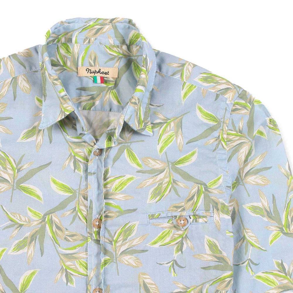 Nupkeet Camicia azzurra con stampa foglie Ravenna Shopping Online