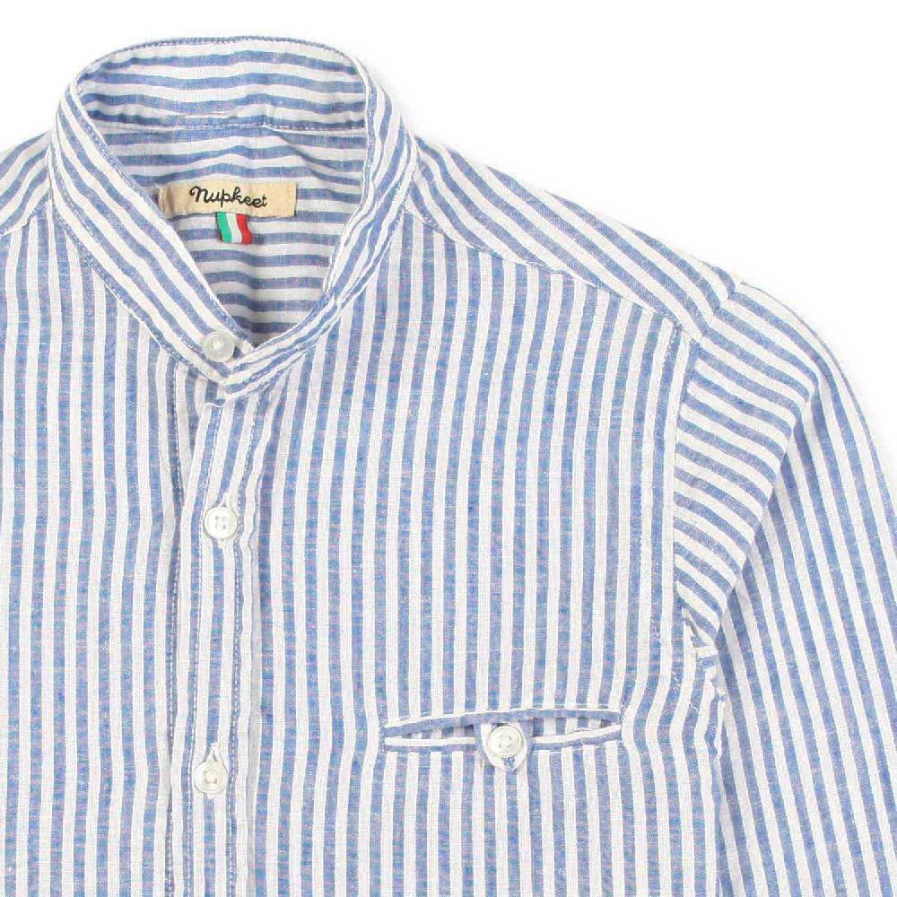Nupkeet Camicia coreana bianca e blu a righe Gaeta Affare Del Giorno
