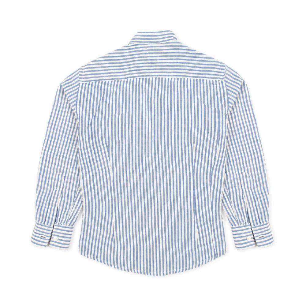Nupkeet Camicia coreana bianca e blu a righe Gaeta Affare Del Giorno