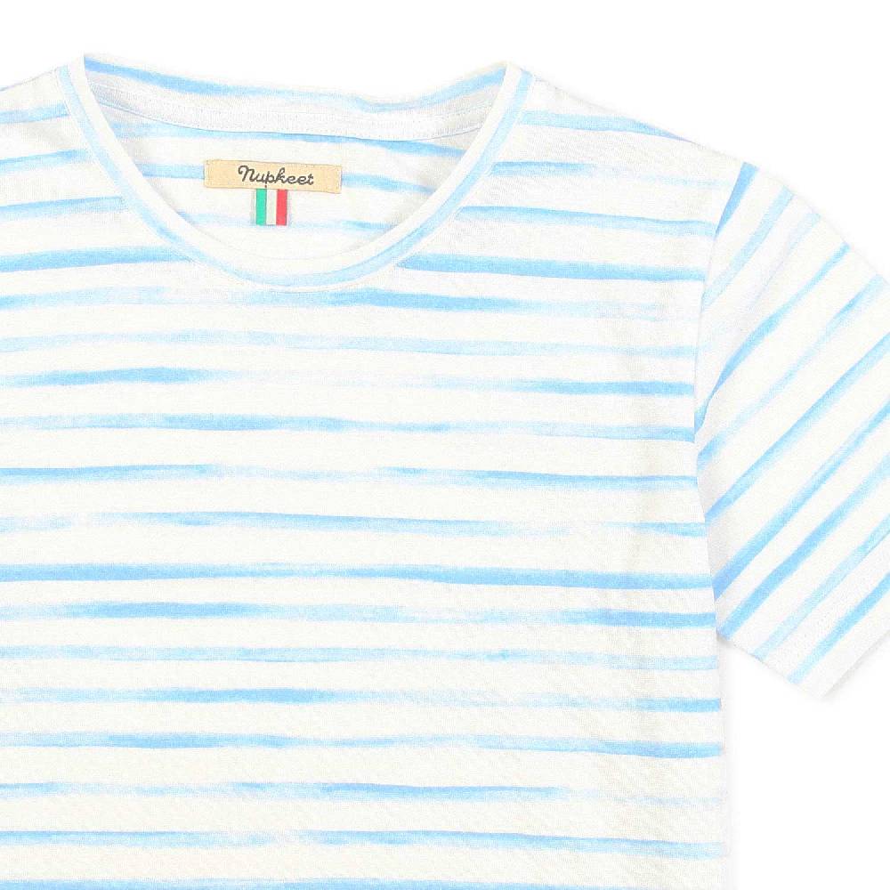 Nupkeet T-Shirt bianca e azzurra a righe Foggia 2025