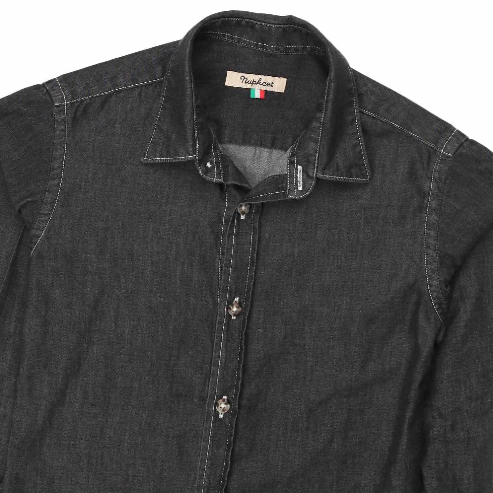 Nupkeet Camicia Giacomo nera in denim Vendita Economica