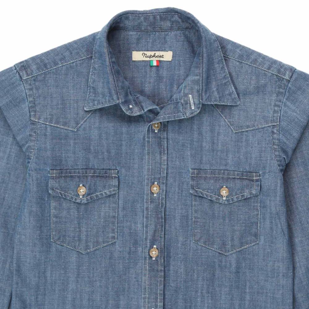 Nupkeet Camicia texana Ruben blu denim Saldi Di Fabbrica