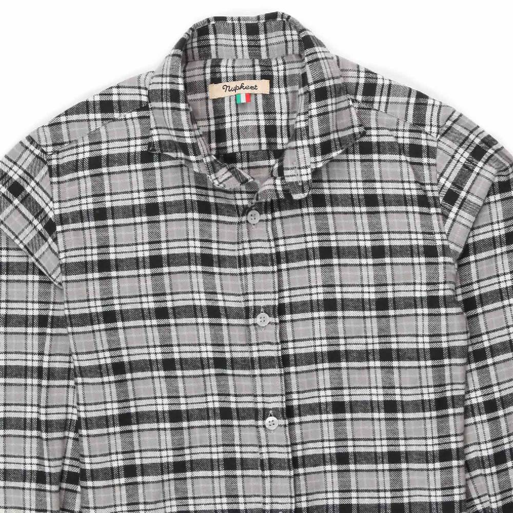 Nupkeet Camicia Romolo check grigia e nera Nuova