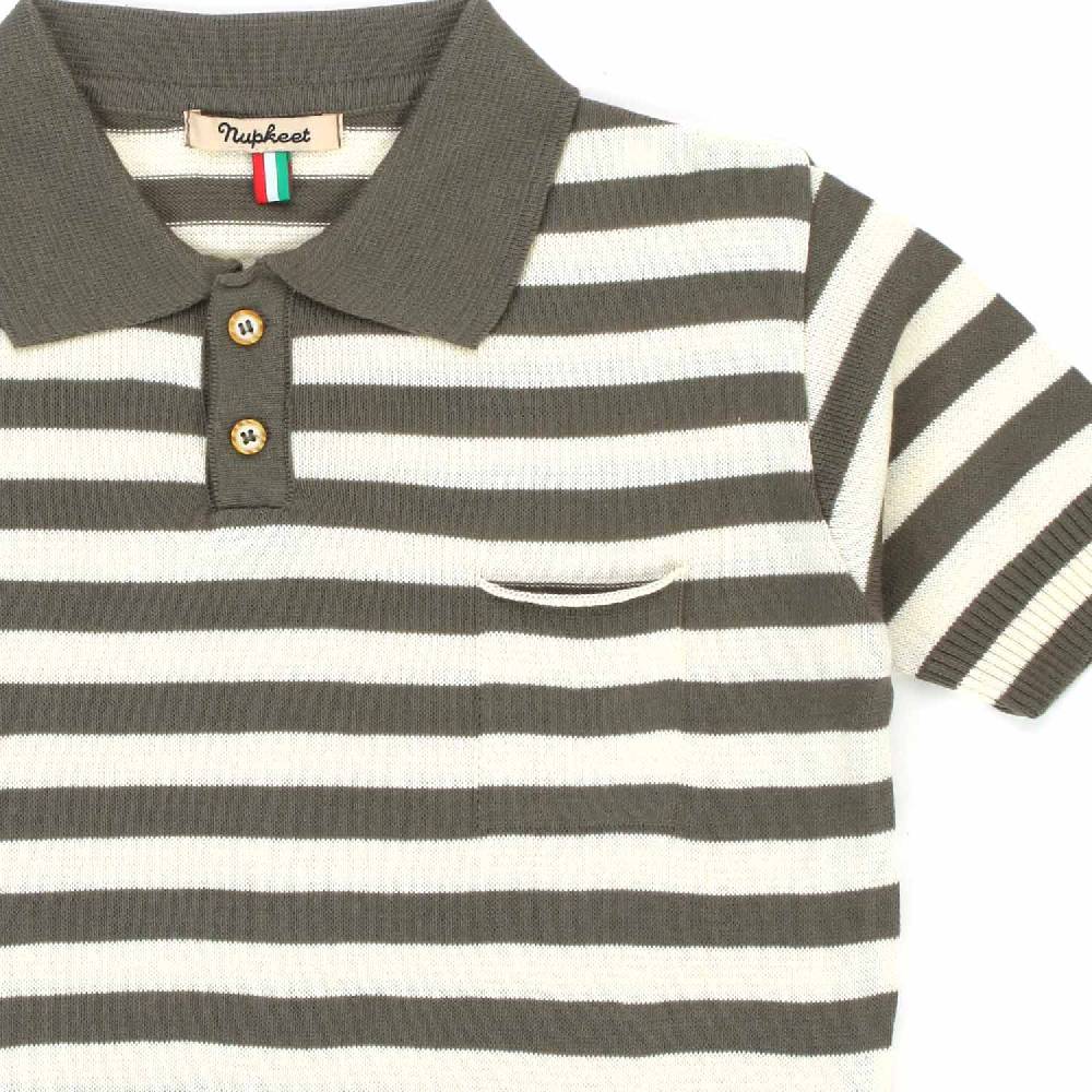 Nupkeet Polo Anafi panna e salvia a righe Novità